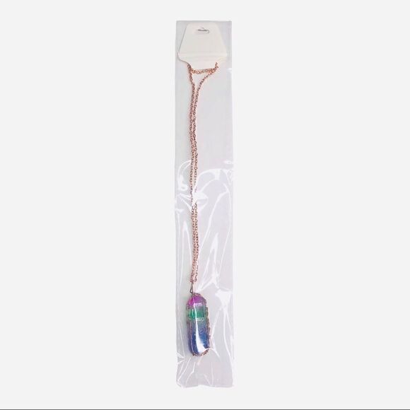 Rainbow Quartz Crystal Pendant Wire Wrapped Tree of Life Necklace - Picture 6 of 6